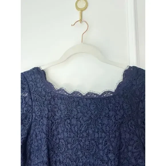 NWT Adriana Papel Long Sleeve Navy blue lace Maxi Dress size 6 - Picture 4 of 12